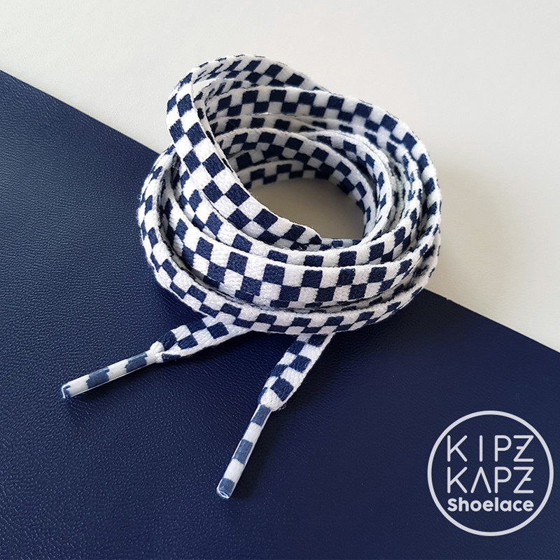 Jual Aksesoris Sneakers Kipzkapz Flat Checker Xs35 8Mm White Navy Original Xs35 - Flat Checker 8Mm - hoopspoint.com